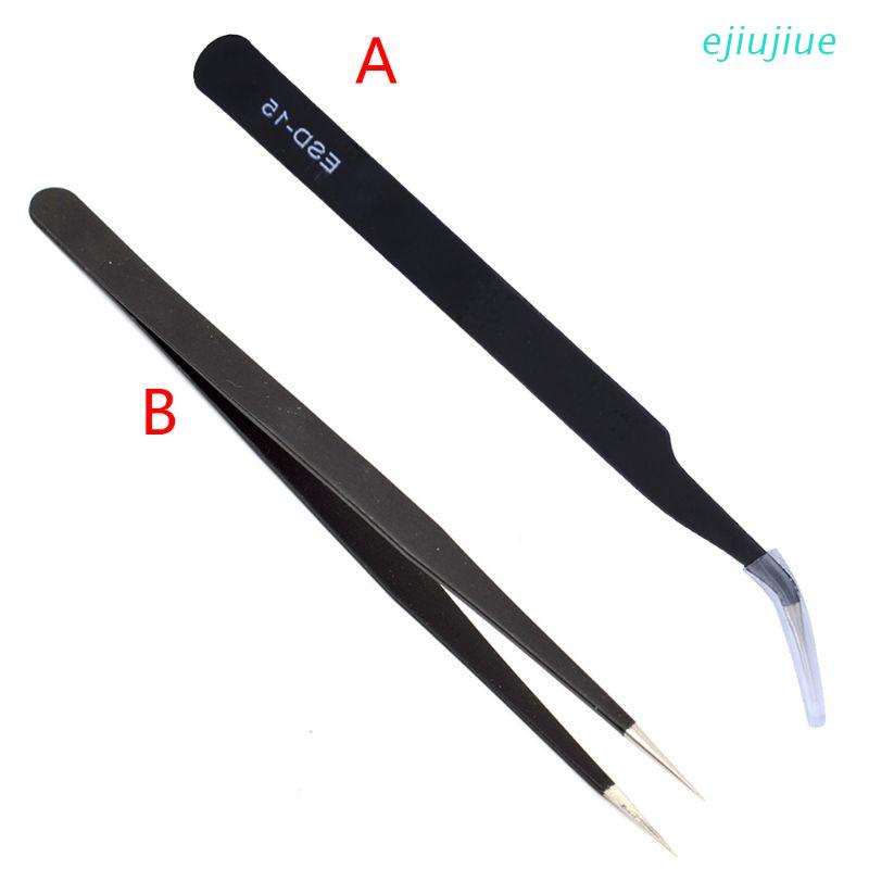 Nhíp gắp đầu cong màu đen độ chính xác cao bằng thép carbon dùng để gặp làm đồ DIY ESD-15 / ESD-14
