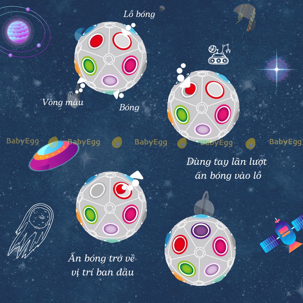Bóng Rubic biến thể Magic Rainbow Ball Rubic cho bé đồ chơi trẻ em bé trai bé gái thông minh 3 4 5 6 tuổi babyegg