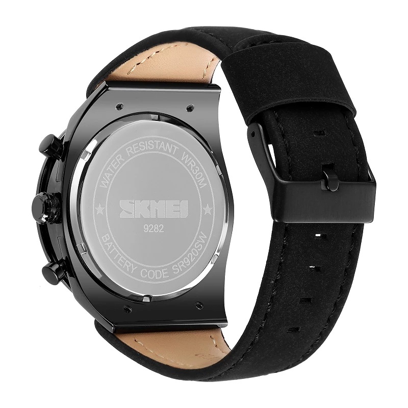 Đồng Hồ Quartz Dây Da Chống Thấm Nước SKMEI