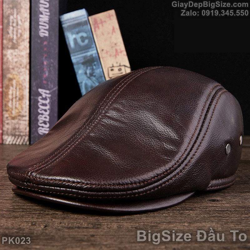 Mũ nồi da thật, nón beret big size cỡ lớn cho nam đầu to (chu vi 61-63cm)
