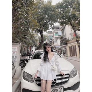Áo babydoll cổ V tay chun