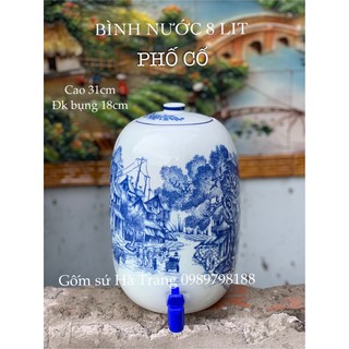 Bình nước gốm sứ Bát Tràng dung tích 8 lít hoạ tiết