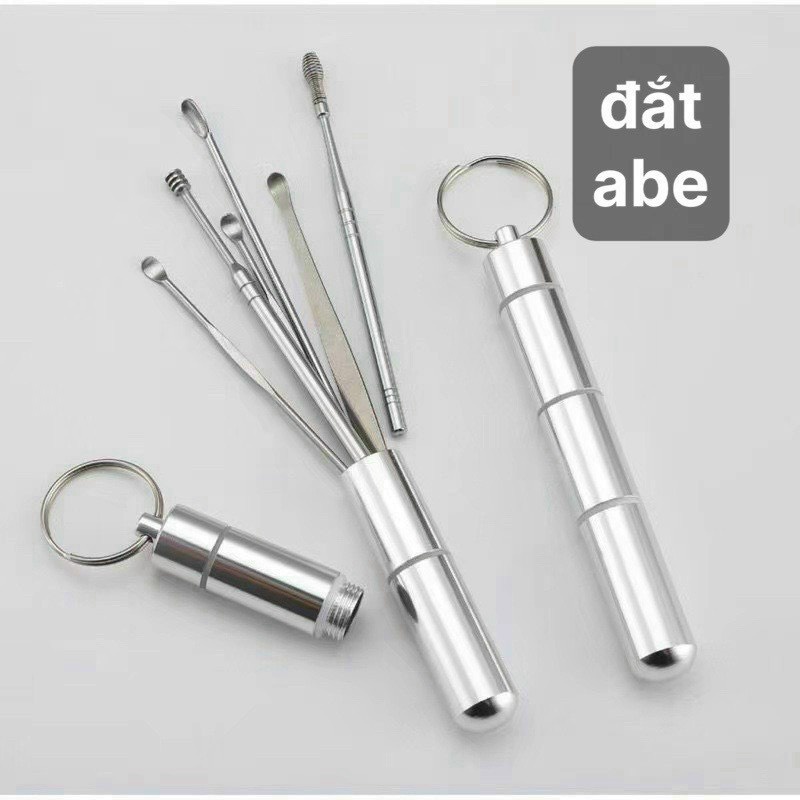 Bộ lấy ráy tai inox 6 món - bộ dụng cụ ngoáy tai thép không rỉ an toàn cho bé và gia đình