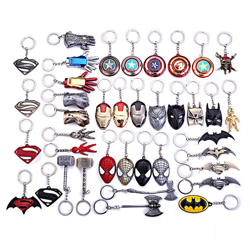 The Avengers Iron Man Spiderman Captain America s Disney Thanos Key Chain Key Ring Móc khóa kim loại Phần A