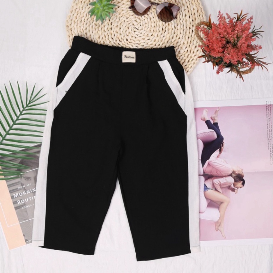 Quần lửng nữ mặc nhà ❤️FREESHIP❤️cạp chun, vải đũi hàn cao cấp, thoáng mát, Quần ngố nữ, Quần đi tập thể dục thoải mái
