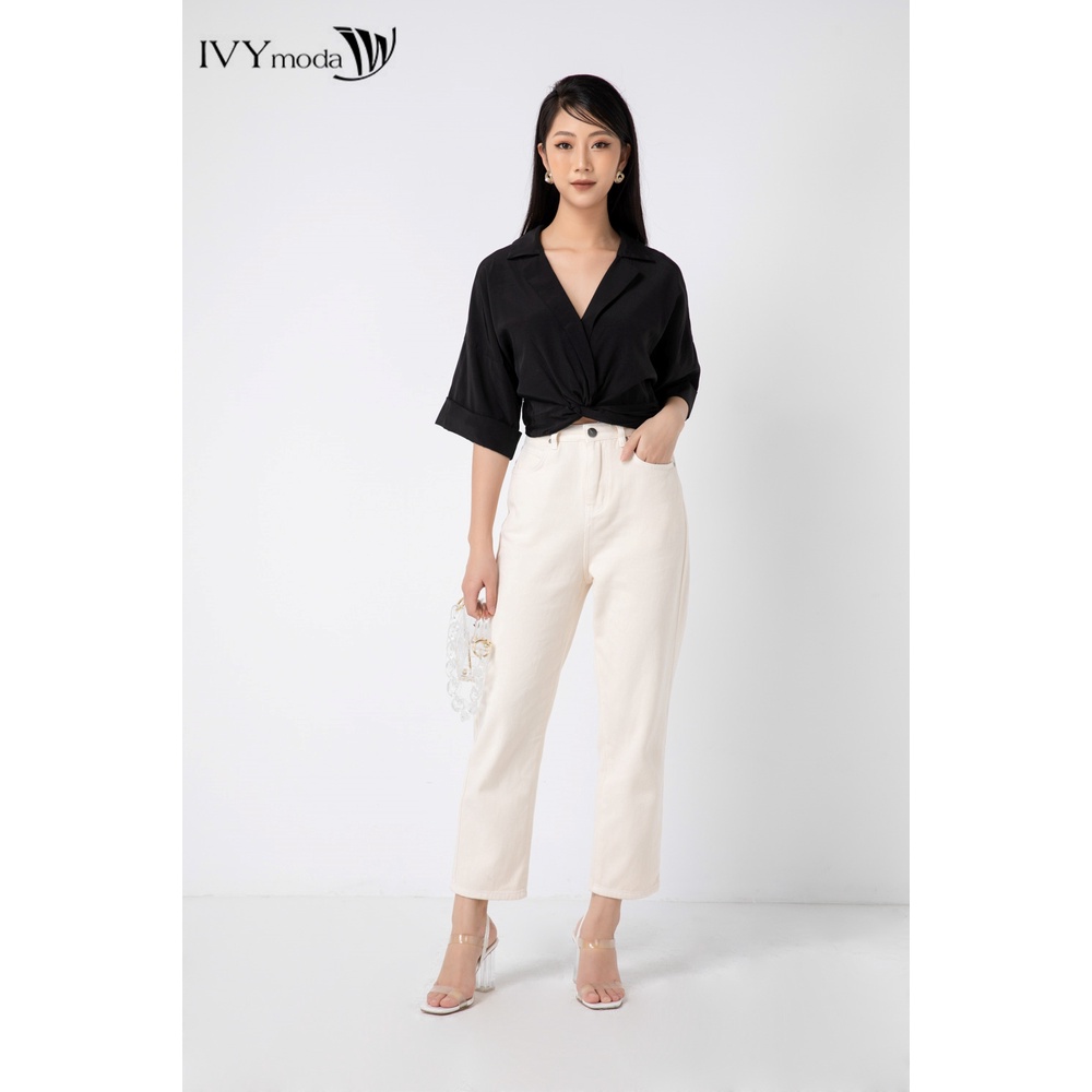 Áo sơ mi nữ kiểu xoắn eo IVY moda MS 16B8627