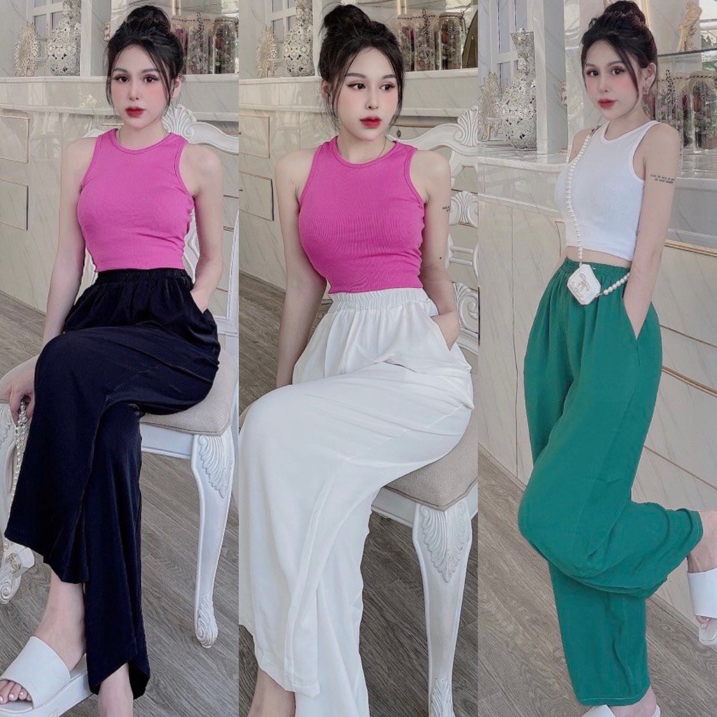 Set áo ba lỗ kết hợp quần lụa mango, đồ mặc nhà, đồ ngủ nữ