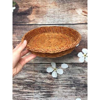 Khay mây tròn đựng mứt, bánh kẹo, hoa quả