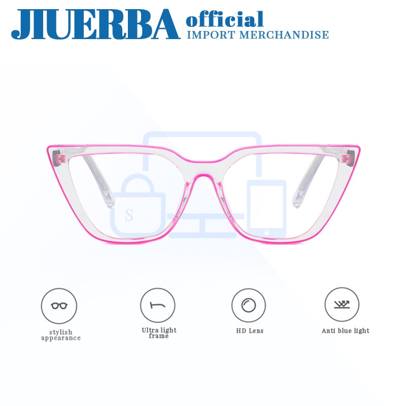 JIUERBA Mắt Kính Chống Bức Xạ Màu Dạ Quang Thời Trang Phương Tây Chất Lượng Cao Dành Cho Nữ
