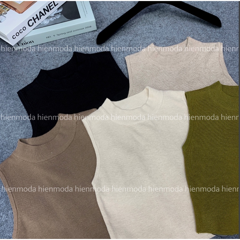 Áo len nữ kiểu sát nách cổ 3 phân , áo len mỏng trơn ba lỗ phong cách hàn quốc