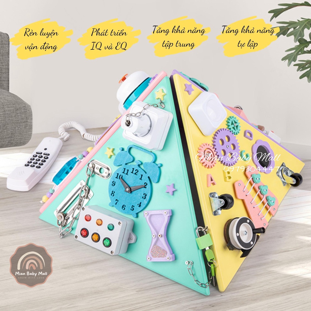 Bảng bận rộn - Busy board - Đồ chơi giáo dục sớm Kim tự tháp bận rộn rèn luyện vận động tinh