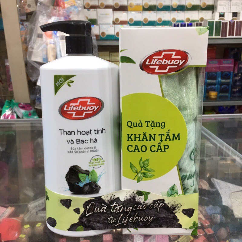 Sữa tắm detox bảo vệ khỏi vi khuẩn Lifebuoy than hoạt tính và bạc hà 850g (có tặng) | BigBuy360 - bigbuy360.vn