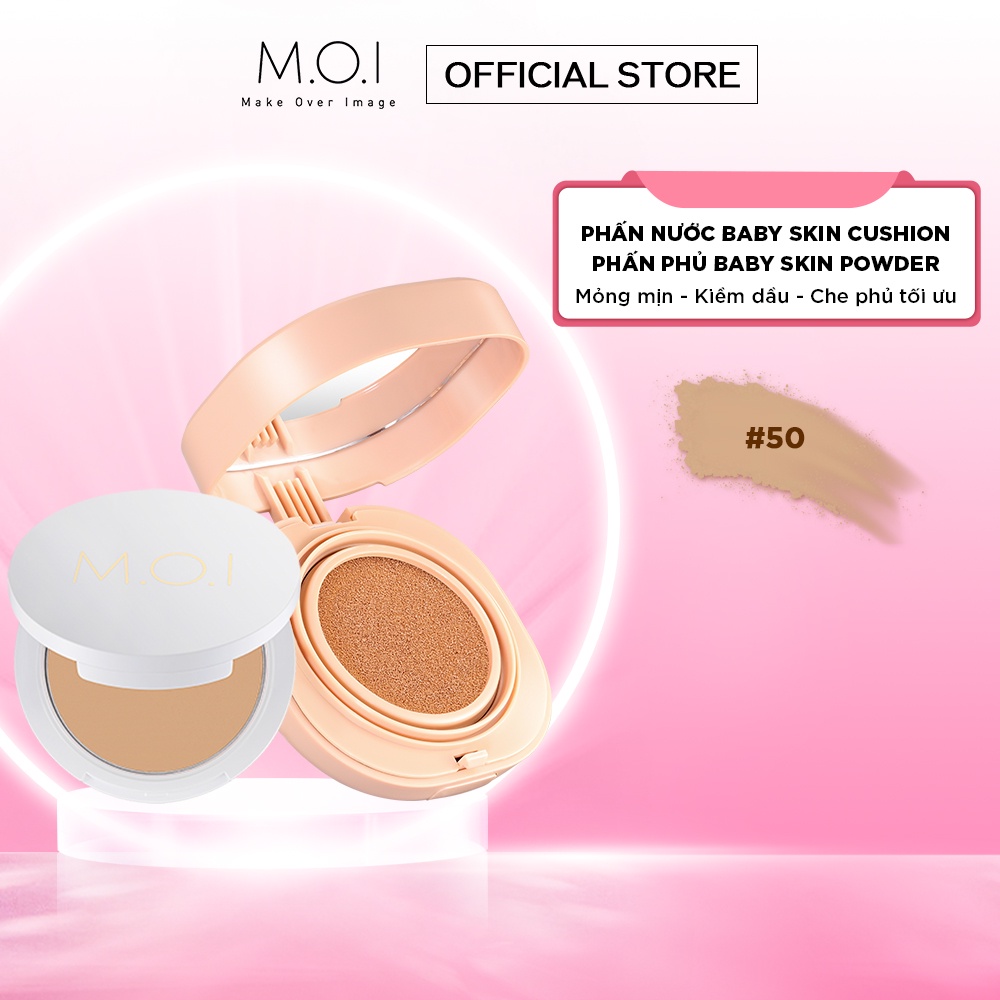 Bộ đôi Phấn nước Baby Skin Cushion và Phấn phủ MOI