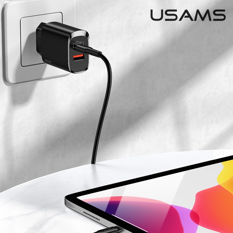 Cốc Sạc Nhanh USAMS US-CC121 T35 20w Qc3.0 + Pd3.0 Cho Iphone Oppo Samsung Huawei Vivo Xiaomi