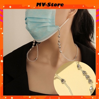 Dây đeo chống thất lạc khẩu trang dạng cườm trái tim phong cách Hàn Quốc