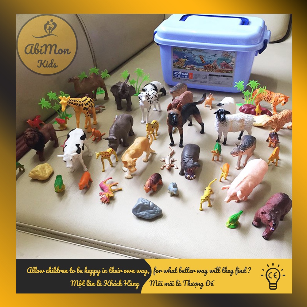 Bộ Mô Hình Thế Giới Động Vật Siêu Thực (58 chi tiết) ☘️ Montessori cao cấp ✨ (Đồ chơi Giáo Dục - An toàn - Thông minh)