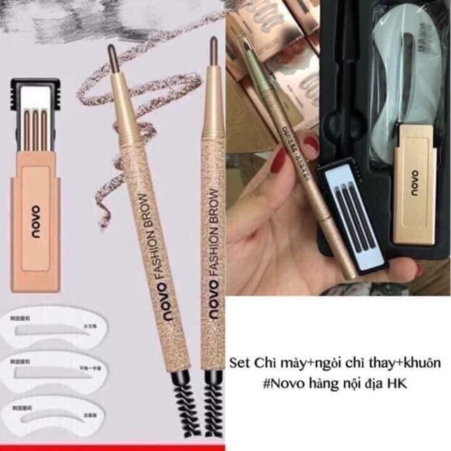 BỘ KHUÔN CHÌ KẺ MÀY ĐỊNH HÌNH 3 KIỂU NOVO FASHION BROW | BigBuy360 - bigbuy360.vn