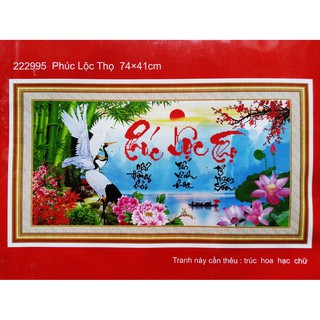 Tranh thêu chữ thập phúc lộc thọ 222995