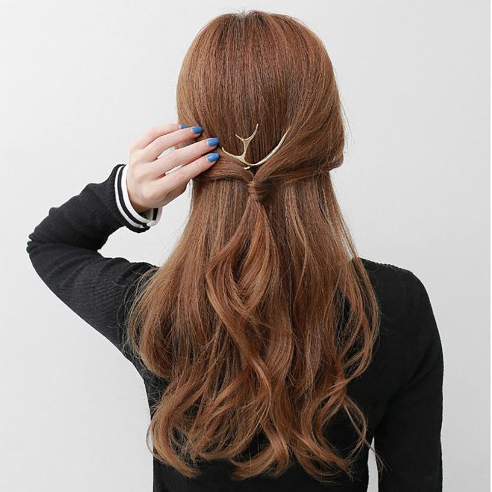 Kẹp Tóc Hình Sừng Hươu Bằng Hợp Kim Nhiều Màu Dễ Thương Phong Cách Hàn Quốc Cho Nữ