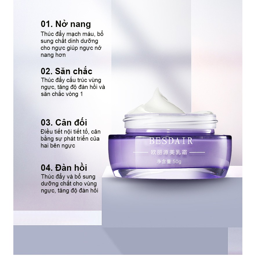 BESDAIR Kem Nở Ngực Nâng Ngực Tự Nhiên Tăng Ngực An Toàn Hiệu Quả Săn Chắc Làm Tăng Vòng 1 Enhancement Breat Cream 50g