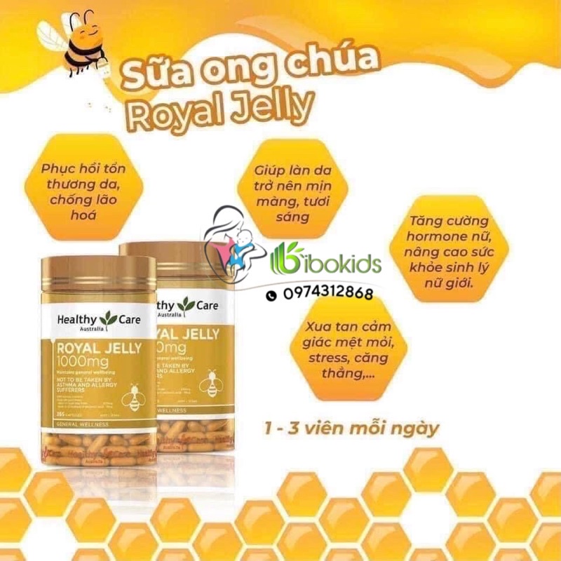 Sữa Ong Chúa Úc Healthy Care Royal Jelly 1000