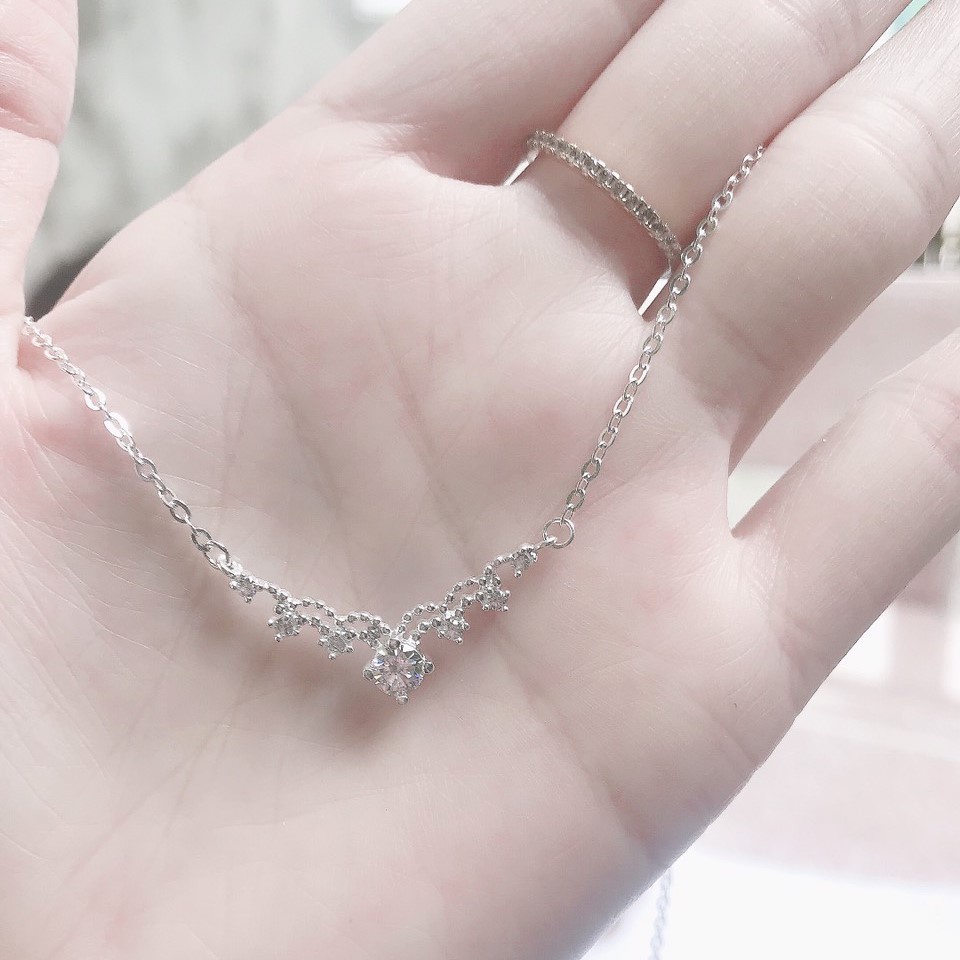 Dây chuyền bạc Evasilver dạng ngắn phong cách trẻ trung nữ tính,Vòng cổ chât liệu bạc ta sang trọng