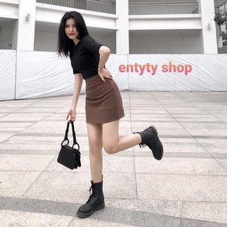 Set áo crt chân váy nâu vải dày - A3CVN