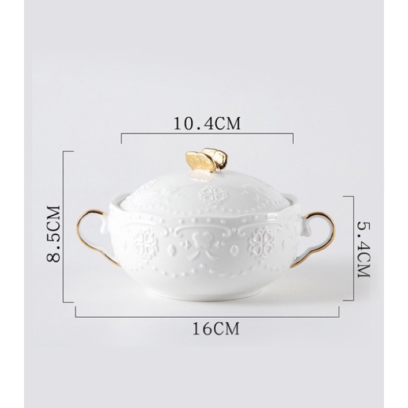 Bát có nắp đựng tổ yến chưng, chè phong cách hoàng gia