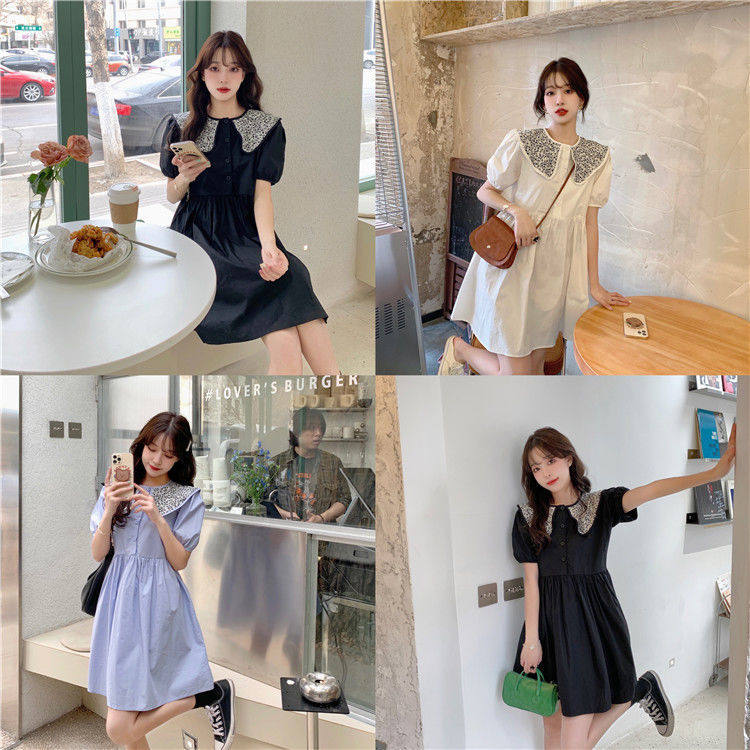 Đầm Ngắn Tay Với Thiết Kế Trơn Màu Xinh Xắn Dành Cho