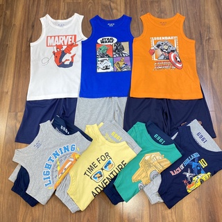 Bộ cotton place ba lỗ bé trai hàng xuất dư in hình các nhận vật hoạt hình cực đẹp cho bé trai
