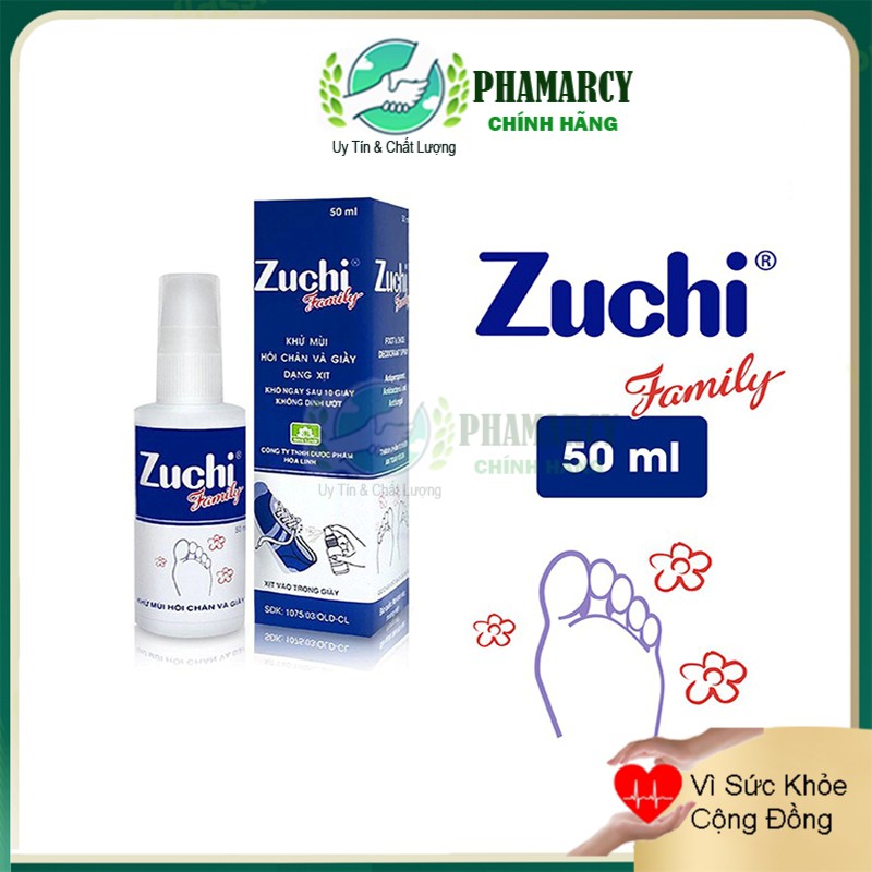 Xịt khử mùi hôi chân xịt chống hôi chân và giầy Zuchi Family 50ml