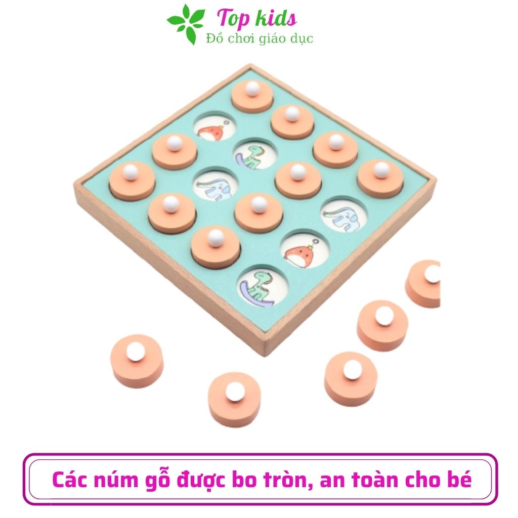 Đồ chơi thông minh cho bé bộ cờ vua bảng núm gỗ montessori phát triển trí nhớ cho bé trai bé gái 1 2 3 4 tuổi TOPKIDS