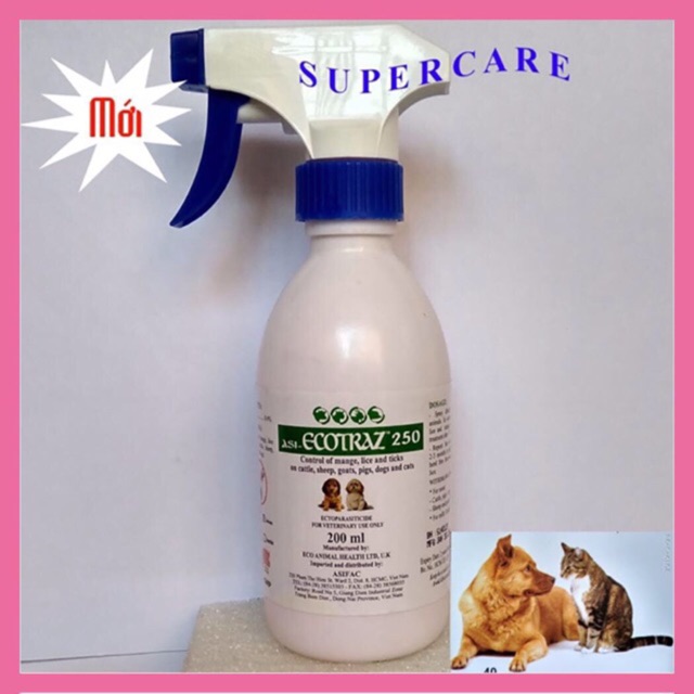 Dung Dịch Phun Xịt  Bọ Chét, Ve, Ghẻ Chó Mèo Eco traz 250 200 Ml