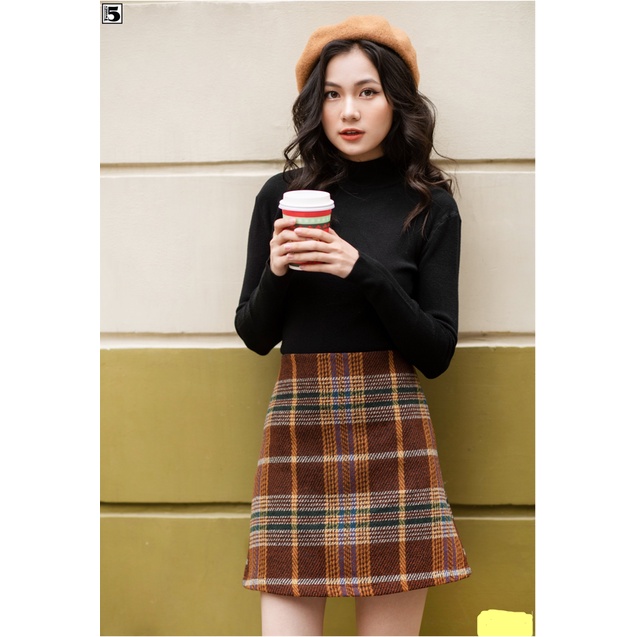 Chân váy dạ nữ kẻ caro Twentyfive 3623
