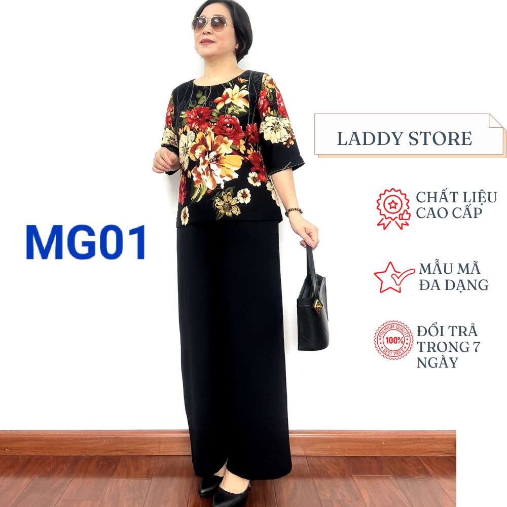 Bộ Phối Áo Lụa Mango Quần Đũi Lụa Cao Cấp Dành Cho Mẹ Cho Bà - Laddy Store