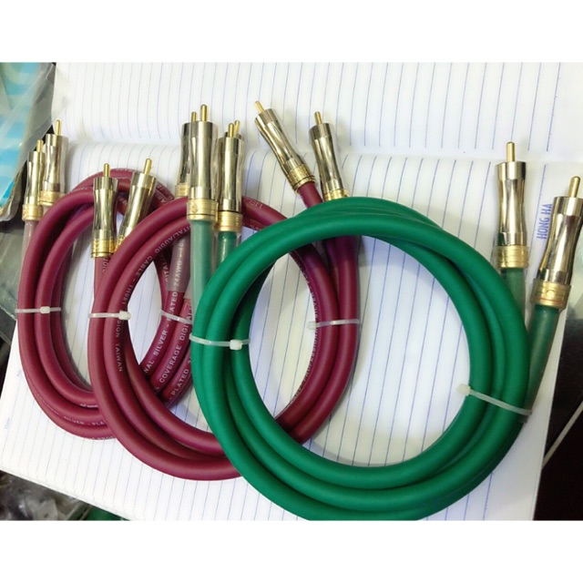 Dây tín hiệu AV2  hoa sen rca Audio Trọn bộ Hãng SUNRISE Taiwan thiết kế theo yêu cầu. Báo giá 1 cặp gồm 4 đầu Jack. Av