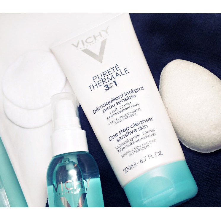 Sữa rửa mặt Vichy Purete Thermal 3 in 1 One Step Cleanser Sensitive Skin And Eyes-Sữa rửa mặt tẩy trang 3 in 1 Vichy