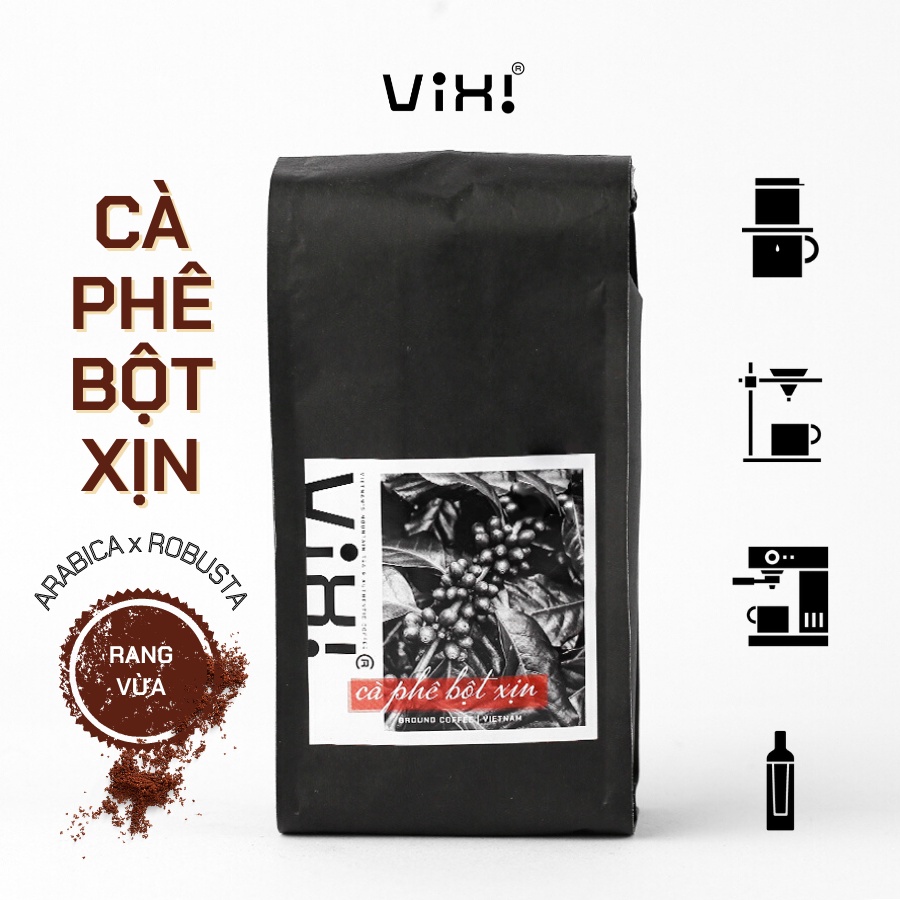 Cà phê Blend bột rang xay pha phin Vixi, 100% nguyên chất đậm vị truyền thống 255 - 454g