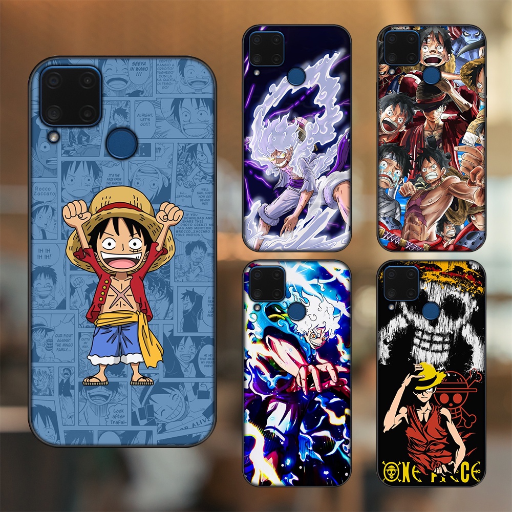 Ốp lưng Realme C15 viền đen in hình Luffy One Piece