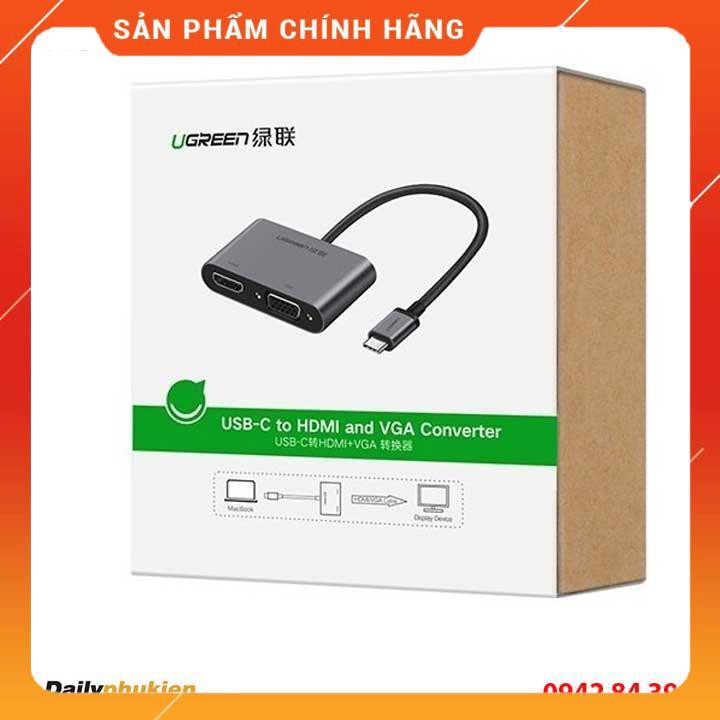 Cáp chuyển USB Type C sang HDMI và VGA Ugreen 50738 vỏ nhôm dailyphukien