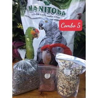 Combo 5: 1kg hạt trộn vẹt amazon + 1kg hướng dương sọc tặng 100g khoáng đất sét cho vẹt size trung và lớn