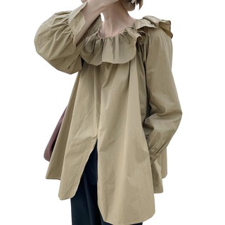 Áo VONDA trễ vai tay dài nhún bèo phong cách Hàn Quốc thời trang cao cấp