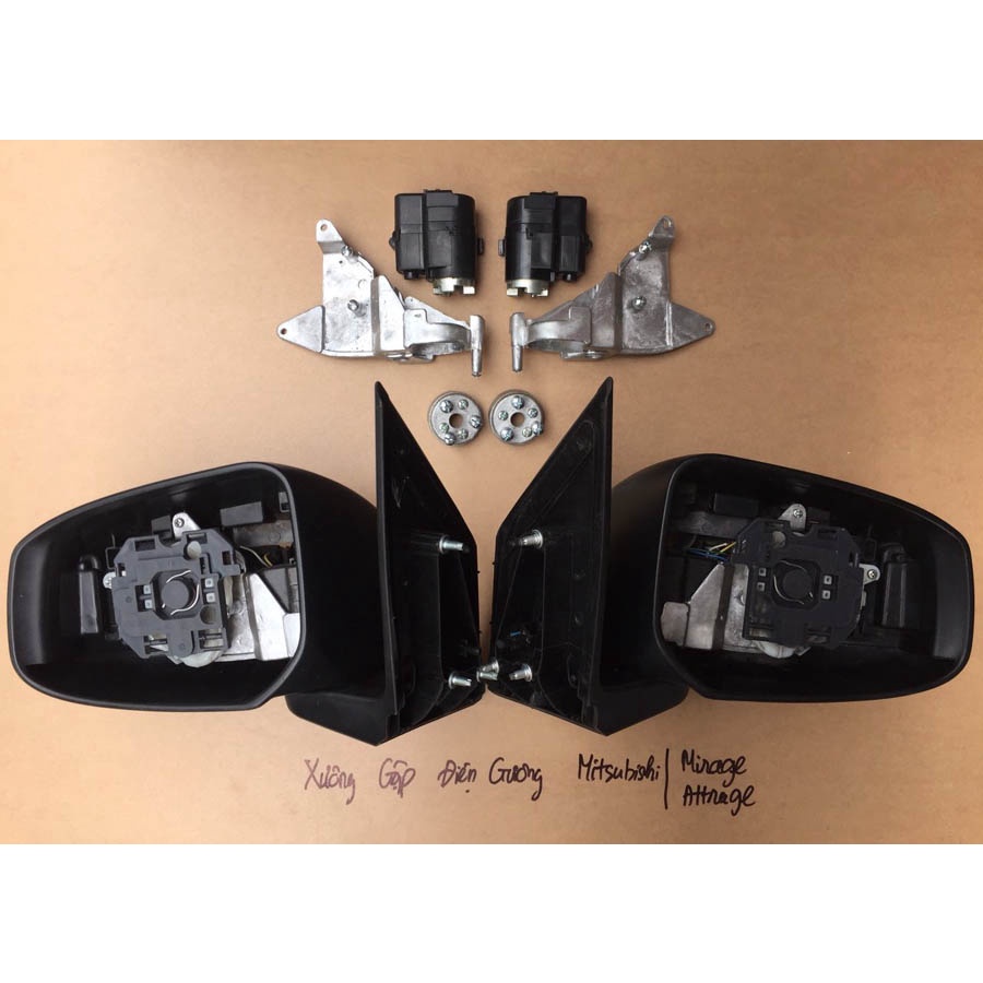 Combo Xương + Mô tơ gương gập cho Mirage,Attrage- tặng kèm bộ mudun khóa cửa tự cụp gương và công tắc gập gương