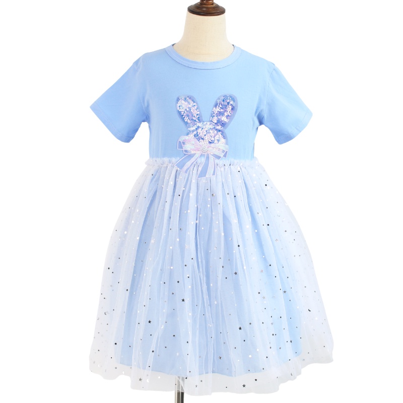 Đầm Công Chúa Phối Lưới Đính Kim Sa Nơ Ngôi Sao / Mặt Trăng Dễ Thương Thời Trang 2022 Cho Bé Gái