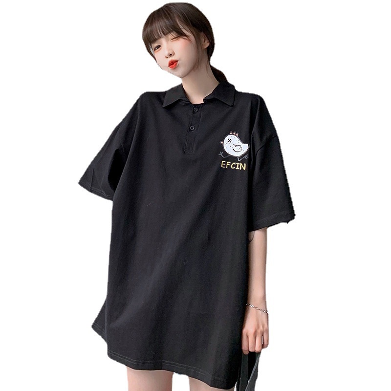 Áo Thun Nữ Form Rộng Có Cổ Trụ Đẹp Chất Cotton Unisex In Hình Chú Gà Dễ Thương Trẻ Trung Năng Nộng TTQ0080