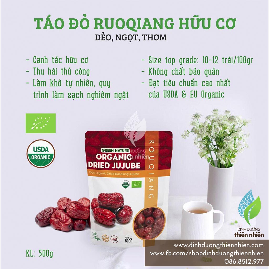 Táo Tàu  Hữu Cơ Green Nature & C'Lavie Organic Dried Jujube Fruit