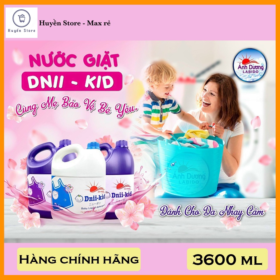 Nước Giặt Xả Dnii-Kid Can 3600ML An Toàn Cho Da Trẻ Nhỏ, Siêu Thơm, Siêu Tiết Kiệm