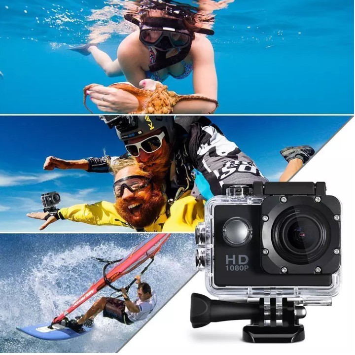 CAMERA HÀNH ĐỘNG WATERPROOF SPORTS CAM 1080 FULL HD - CAMERA CHỐNG NƯỚC GẮN MŨ BẢO HIỂN, GHI ĐÔNG XE
