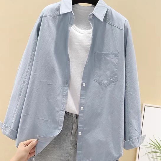 Áo Sơ Mi Nữ Màu Xanh CHIDU Chất Liệu Vải Thô Mềm Cao Cấp Thoáng Mát, Thời Trang - TA004-4