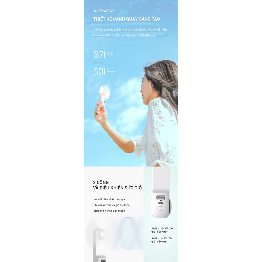 Quạt mini cầm tay gió mạnh tích điên hình gấu jisulife f8, kiêm làm đèn pin và sạc dự phòng BH 12 tháng chính hãng | BigBuy360 - bigbuy360.vn